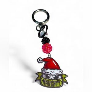 Evil grinch Christmas theme keychain with a touch of bling/purse charm/keychain